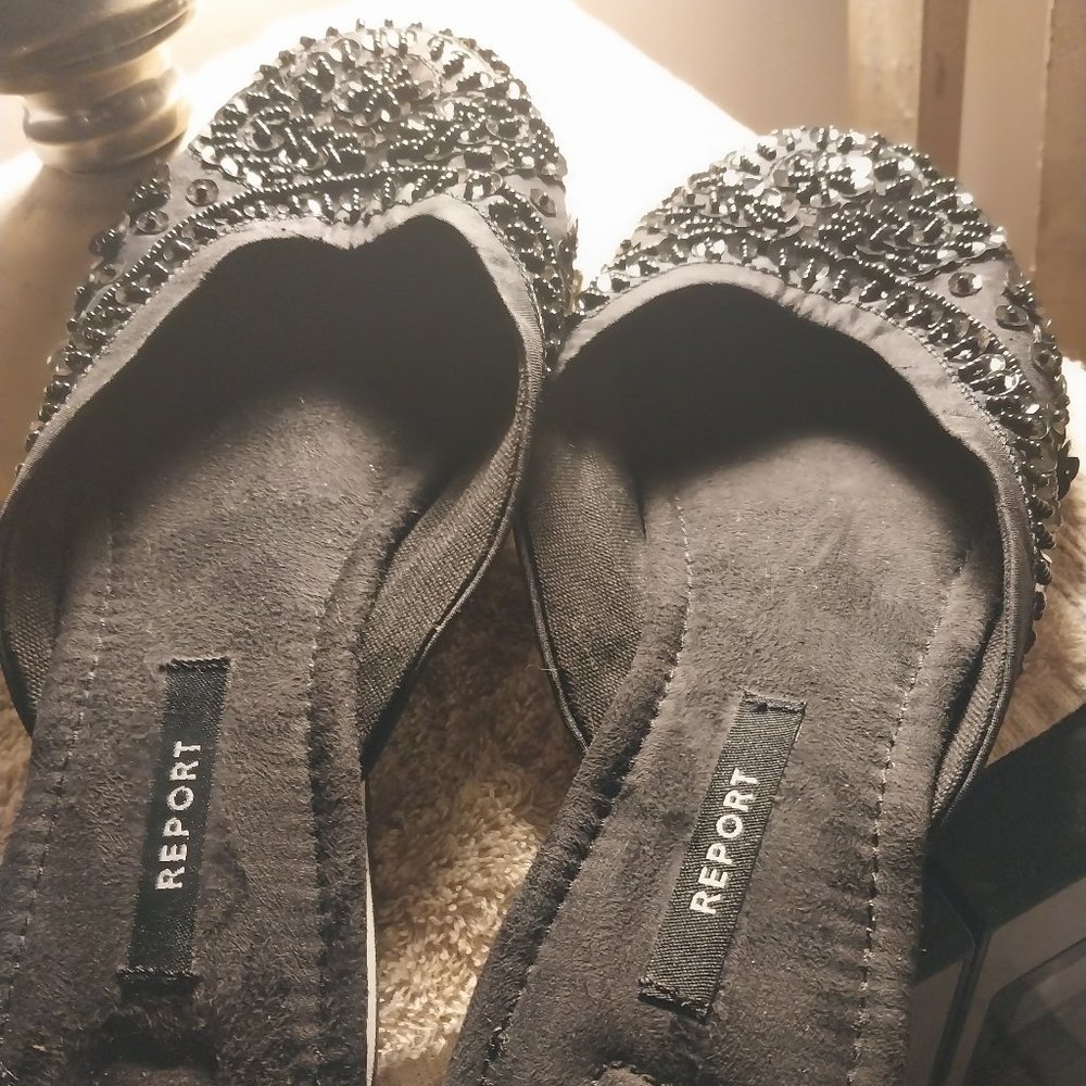 Black Beaded Slides By Report | Size 10 - image 4